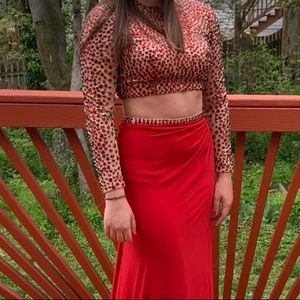 Sherri hill red 2 piece prom dress